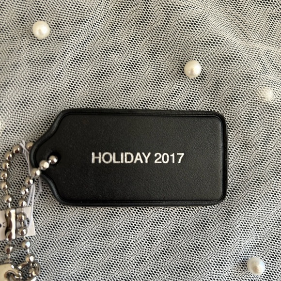 Coach Owl Eyes Holiday 2017 Black Leather Hang Tag Charm Purse Bag Accessory NWT - Picture 5 of 6